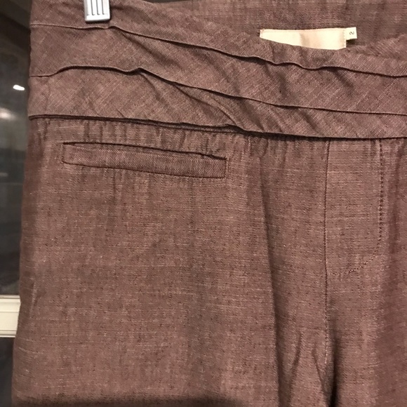 Anthropologie Elevenses Academia Wide Leg Brown Pants with side buttons size 2 - Picture 4 of 9